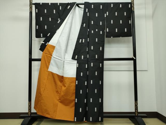 平和屋着物●上質な紬 遊彩飛白 反端付き 正絹 逸品 CAAT0616dy