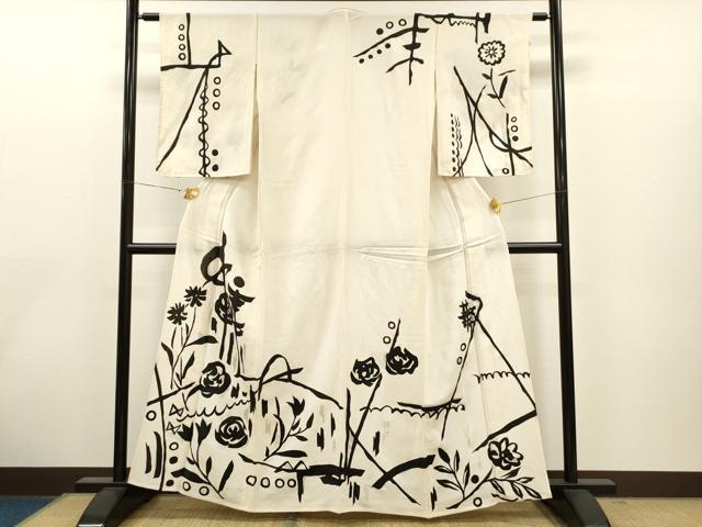 平和屋着物▽訪問着 単衣 吉祥花文 銀彩 鬼しぼ縮緬 正絹 逸品 CAAT0742dy