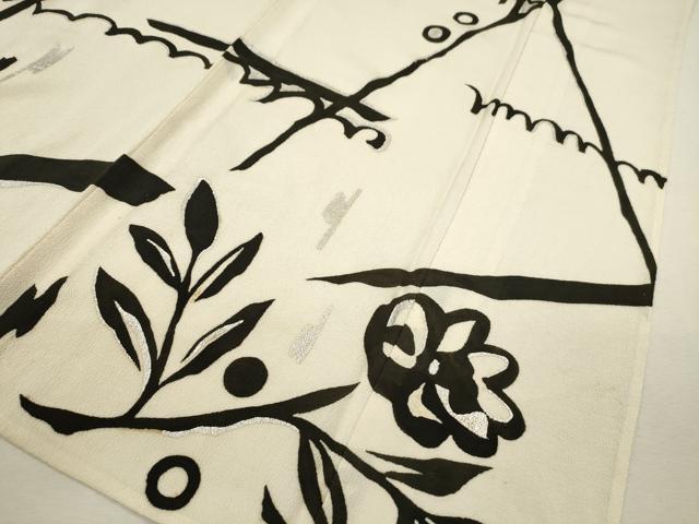 平和屋着物▽訪問着 単衣 吉祥花文 銀彩 鬼しぼ縮緬 正絹 逸品 CAAT0742dy