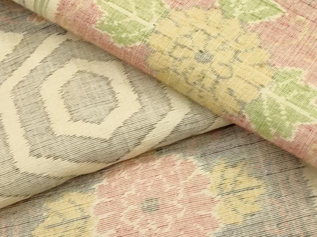 平和屋着物▽上質な紬 単衣 亀甲花間道 正絹 逸品 CAAT0751dy