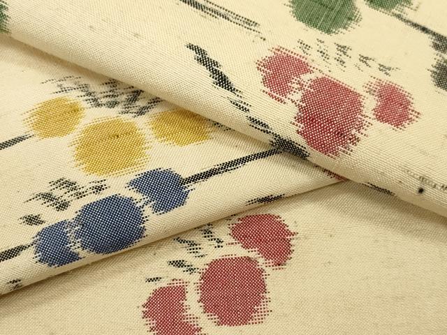 平和屋着物▽上質な紬 単衣 枝梅文 正絹 逸品 CAAT0752dy