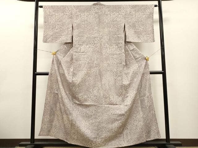 平和屋着物▽上質な小紋 単衣 切嵌草花文 西武百貨店扱い 正絹 逸品 CAAT0754dy