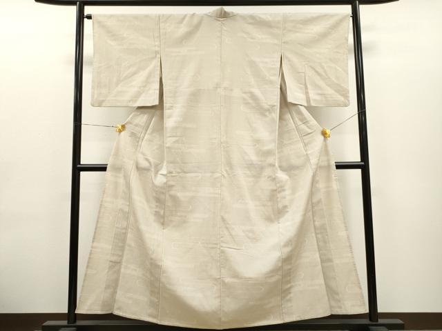平和屋着物▽本塩沢 単衣 110亀甲 エ霞文 正絹 逸品 CAAT0759dy