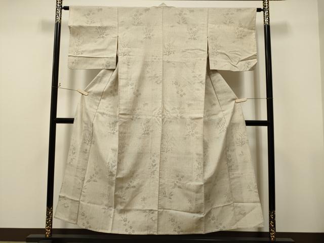 平和屋着物▽上質な紬 単衣 動物草花文 正絹 逸品 CAAT0778dy