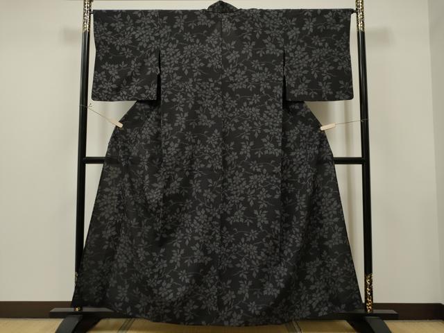 平和屋着物▽本塩沢 単衣 110亀甲 枝花文 正絹 逸品 CAAT0783dy