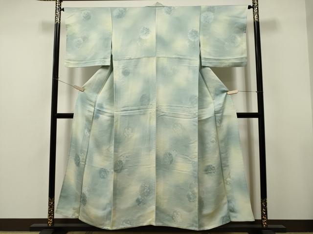 平和屋着物▽上質な小紋 単衣 雪輪草花地紋 暈し染め 正絹 逸品 CAAT0784dy