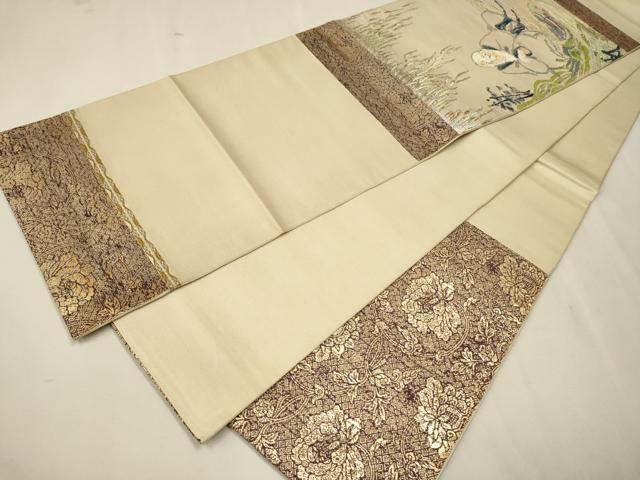 平和屋着物●龍村平蔵製 六通柄 本袋帯 人物文 金銀糸 正絹 逸品 CAAT0803hy