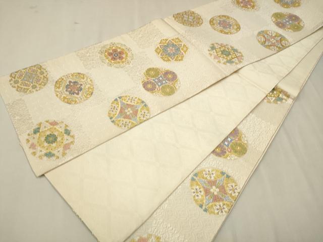 平和屋着物●六通柄袋帯 唐織紀行 花丸文 金糸 正絹 逸品 CAAT0847hy