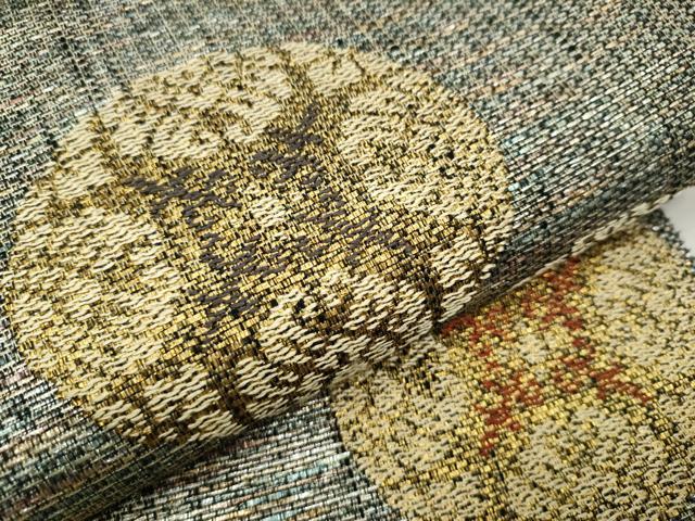平和屋着物●両面 六通柄袋帯 吉祥丸文 金糸 正絹 逸品 CAAT0865hy
