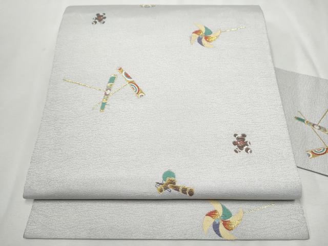 平和屋着物●九寸名古屋帯 唐織 玩具文 金糸 正絹 逸品 CAAT0943hy