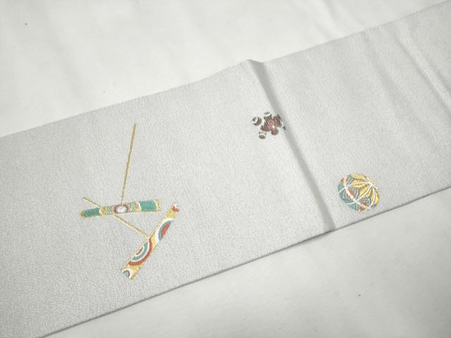 平和屋着物●九寸名古屋帯 唐織 玩具文 金糸 正絹 逸品 CAAT0943hy