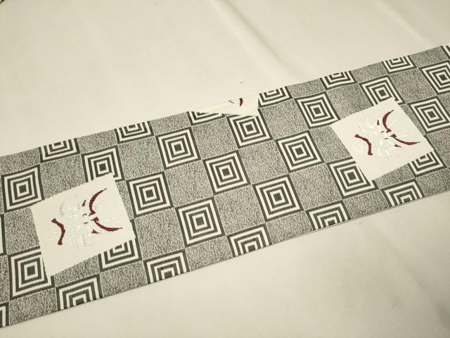 平和屋着物●九寸名古屋帯 歌舞伎 熊取 正絹 逸品 CAAT1173hy