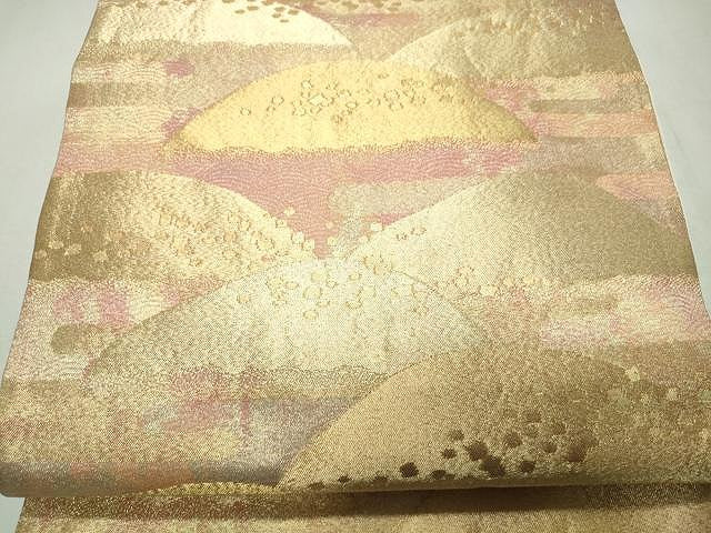 平和屋着物◎六通柄袋帯 遠山文 金糸 正絹 逸品 CAAT2084yk
