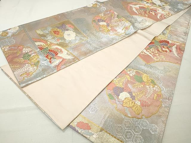 平和屋着物◎六通柄袋帯 唐織 地紙鳳凰唐草文 金銀糸 正絹 逸品 CAAT2150yk