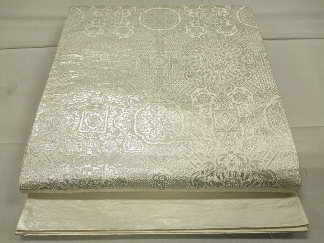平和屋着物◎六通柄袋帯 正倉院花文 銀糸 正絹 逸品 CAAT4753in