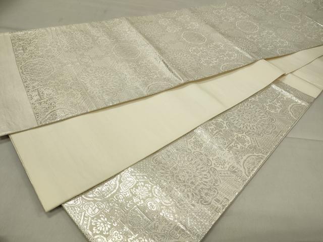 平和屋着物◎六通柄袋帯 正倉院花文 銀糸 正絹 逸品 CAAT4753in