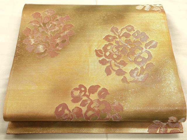 平和屋着物◎六通柄袋帯 草花文 金糸 引箔 正絹 逸品 CAAT5163ft