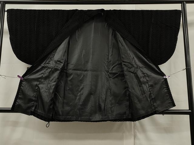 平和屋着物∞道中着 ビロード 吉祥地紋 黒地 逸品 CAAT5612id