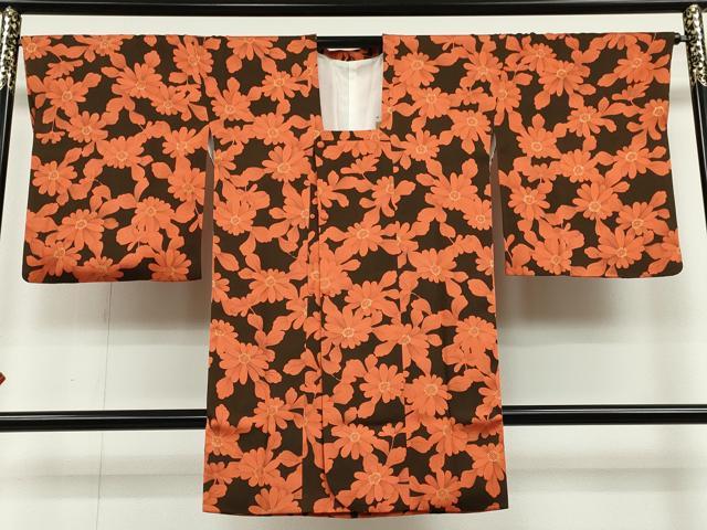 平和屋着物∞道行コート 草花文 金彩 ロング丈 正絹 逸品 CAAT5730id