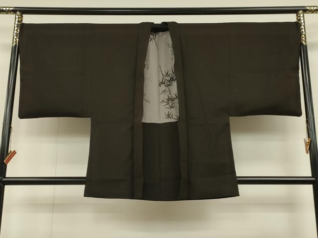平和屋着物∞男性 羽織 鉄黒色 正絹 逸品 CAAT5743id