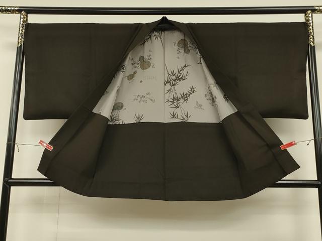 平和屋着物∞男性 羽織 鉄黒色 正絹 逸品 CAAT5743id