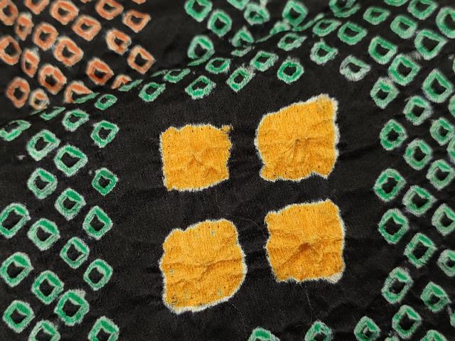 平和屋着物∞道行コート 総絞り 吉祥文 黒地 ロング丈 正絹 逸品 CAAT5774id