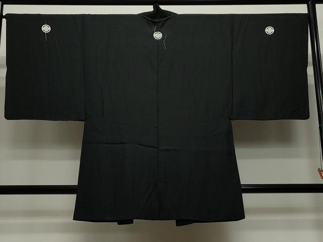 平和屋着物∞男性 長羽織 黒紋付き 正絹 逸品 CAAT5853id
