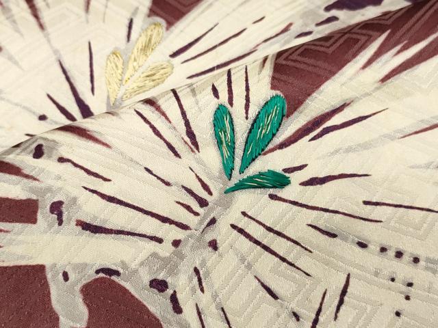 平和屋着物∞羽織 刺繍 枝松葉文 金糸 正絹 逸品 CAAT5873id