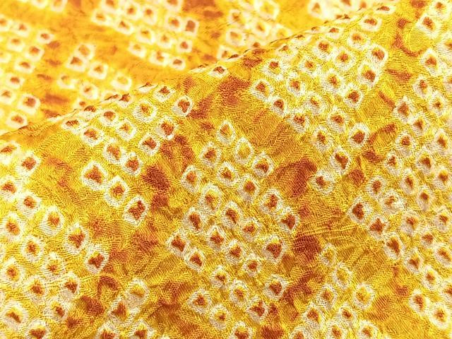 平和屋着物∞道行コート 総絞り 菱格子柄 反端付き 正絹 逸品 CAAT5951id