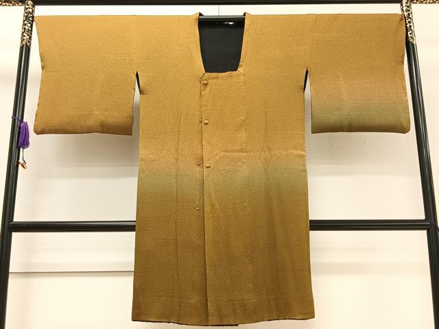 平和屋着物#道行コート リバーシブル 霞文 暈し染め 黒地 ロング丈 正絹 逸品 CAAT5952id