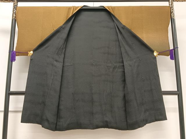 平和屋着物#道行コート リバーシブル 霞文 暈し染め 黒地 ロング丈 正絹 逸品 CAAT5952id