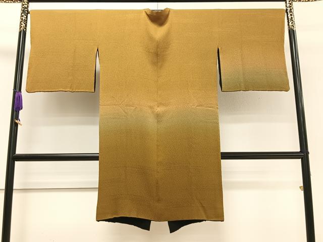 平和屋着物#道行コート リバーシブル 霞文 暈し染め 黒地 ロング丈 正絹 逸品 CAAT5952id