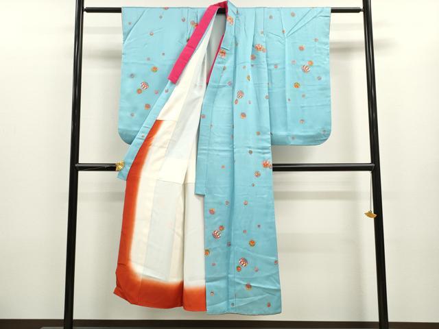 平和屋着物∵女の子 十三参り 子供 祝着・袋帯セット 鞠 金彩 逸品 CAAT6234ze
