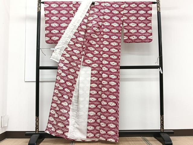 平和屋着物▽上質な紬 単衣 絞り 蜀江文 正絹 逸品 CAAT6543xi