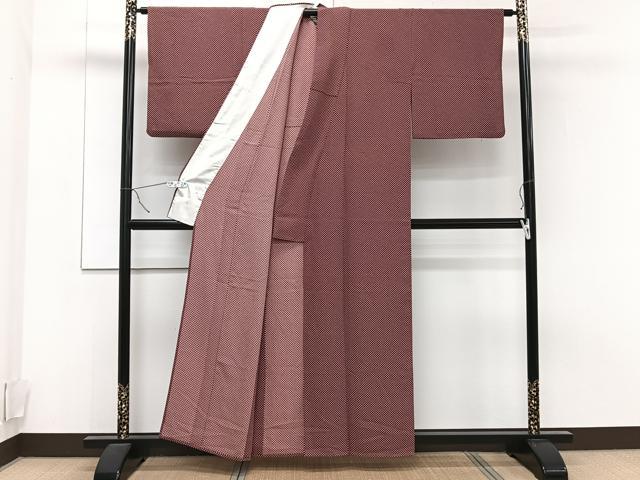 平和屋着物▽上質な小紋 単衣 市松文様 正絹 逸品 CAAT6551xi