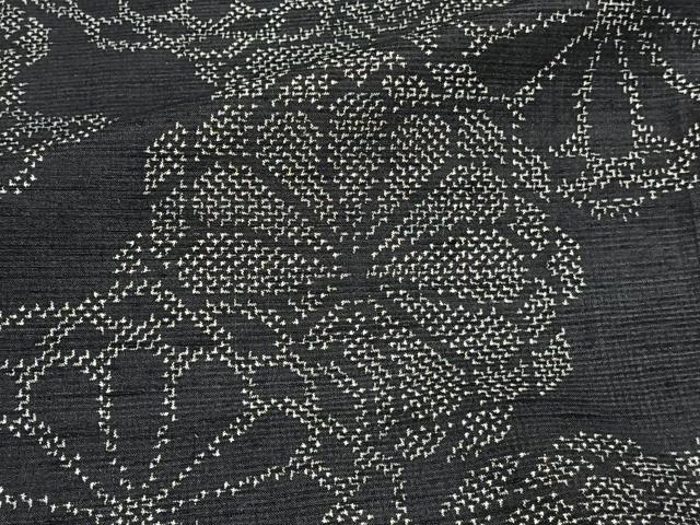 平和屋着物▽上質な紬 単衣 舞菊文 正絹 逸品 CAAT6564xi