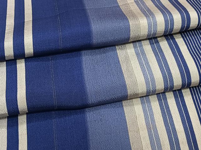 平和屋着物▽上質なお召 単衣 縞 正絹 逸品 CAAT6571xi