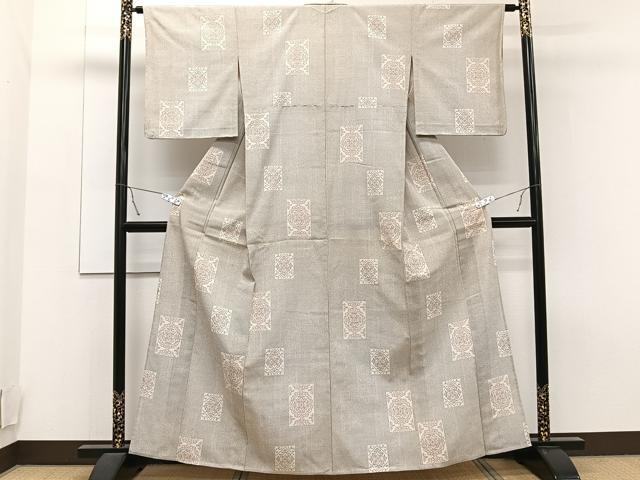 平和屋着物▽本塩沢 単衣 正倉院花文 正絹 逸品 CAAT6595xi