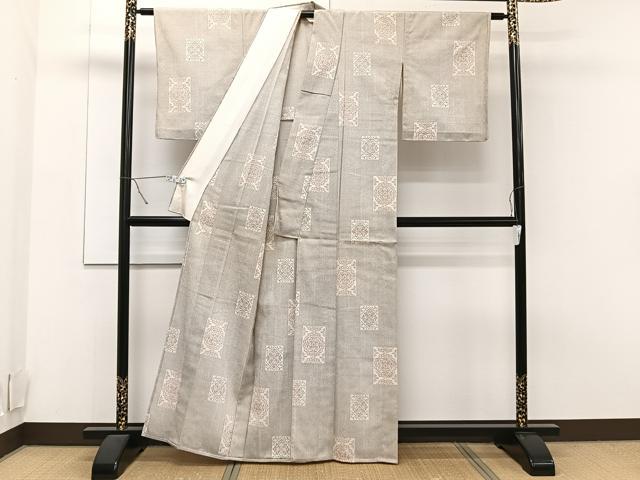 平和屋着物▽本塩沢 単衣 正倉院花文 正絹 逸品 CAAT6595xi