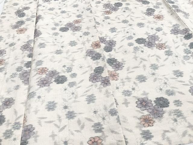 平和屋着物▽上質な紬 単衣 草花文 正絹 逸品 未使用 CAAT6597xi