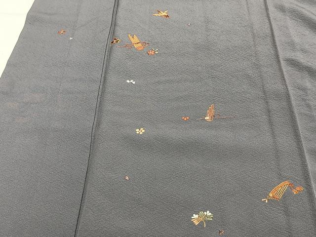 平和屋着物▽訪問着 単衣 総刺繍 駒刺繍 草花楽器文 金糸 正絹 逸品 CAAT6608xi