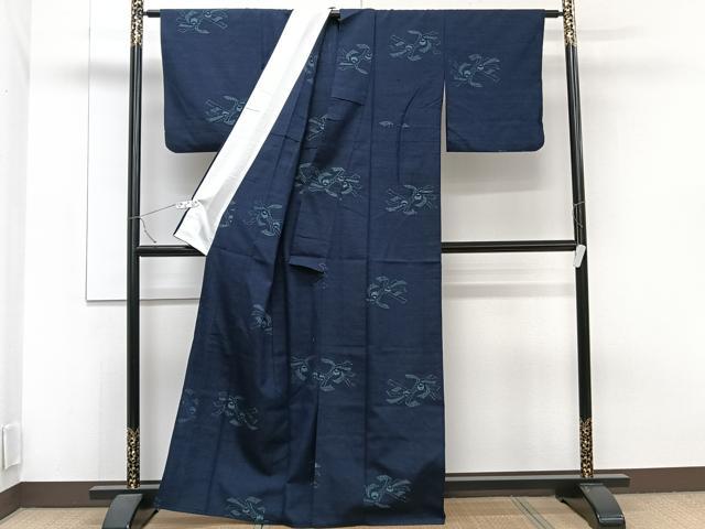 平和屋着物▽上質な紬 単衣 束ね熨斗文 正絹 逸品 CAAT6610xi