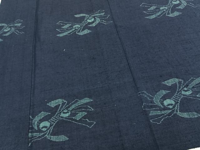 平和屋着物▽上質な紬 単衣 束ね熨斗文 正絹 逸品 CAAT6610xi