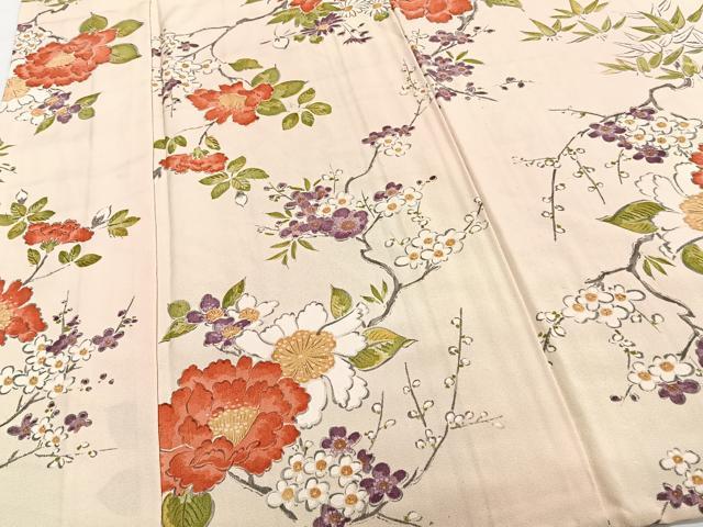 平和屋着物▽上質な小紋 単衣 草花文 正絹 逸品 CAAT6611xi