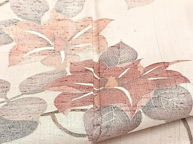 平和屋着物▽訪問着 単衣 紬地 枝花文 銀彩 正絹 逸品 CAAT6613xi