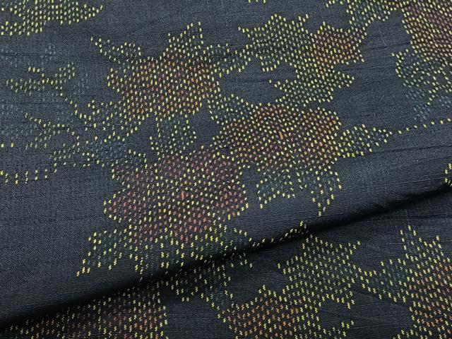 平和屋着物▽上質な紬 単衣 草花文 正絹 逸品 CAAT6620xi