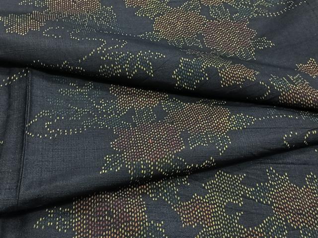 平和屋着物▽上質な紬 単衣 草花文 正絹 逸品 CAAT6620xi