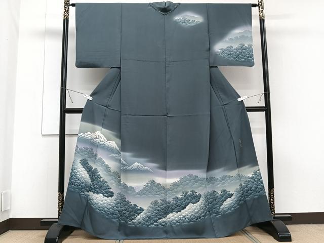平和屋着物▽訪問着 単衣 作家物 遠山文 暈し染め 正絹 逸品 CAAT6623xi