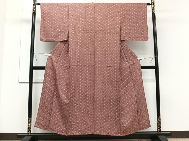 平和屋着物▽上質な小紋 単衣 麻の葉文 正絹 逸品 CAAT6626xi