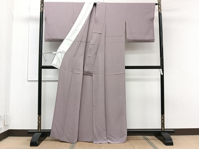 平和屋着物▽上質な色無地 単衣 薄葡萄色 反端付き 正絹 逸品 未使用 CAAT6627xi